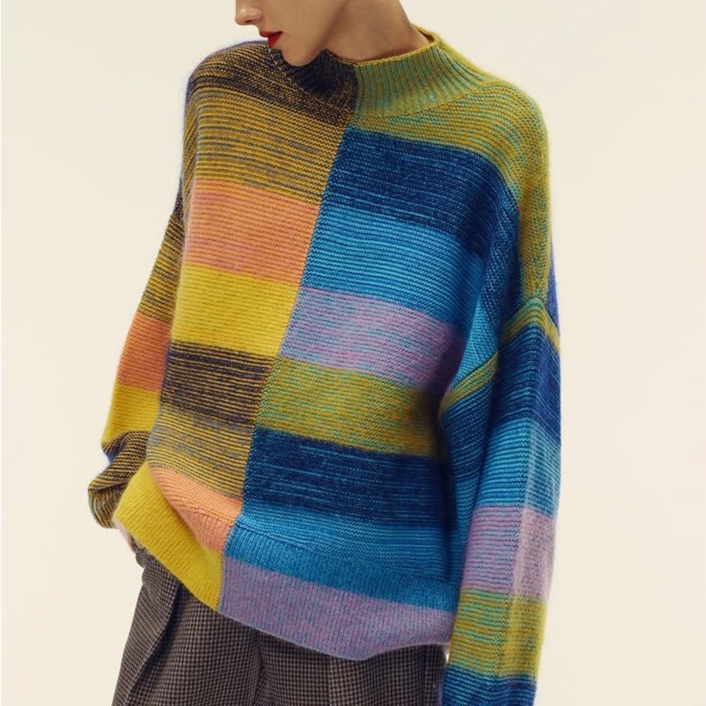 ISO (NFS) CHRISTOPHER JOHN ROGERS BLUE WOOL Colorful Women's Sweater